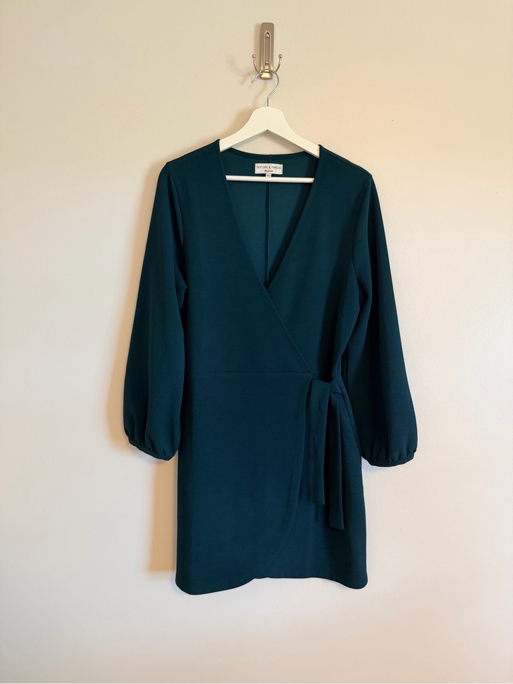Madewell Wrap Mini Dress in Deep Teal